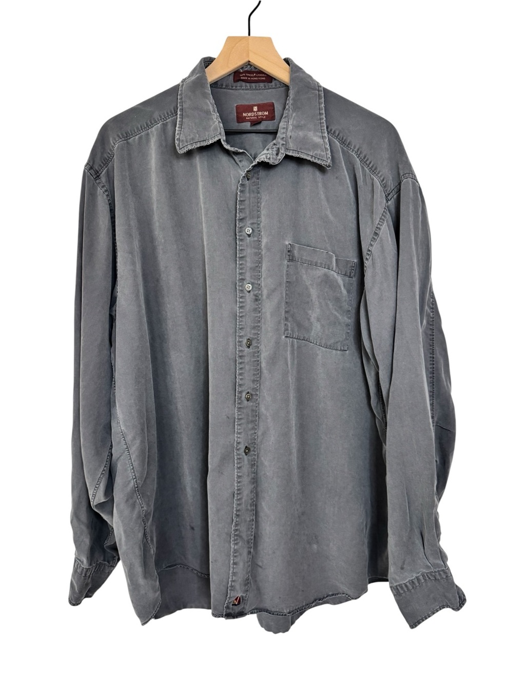 Nordstrom Natural Style Men's Gray ButtonDown Shirt - 100% Tencel - Size 17.5 XL